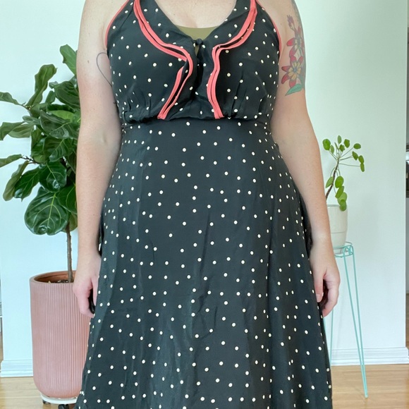 Anthropologie Polka Dot Retro Romantic Dress 14 - Picture 4 of 12